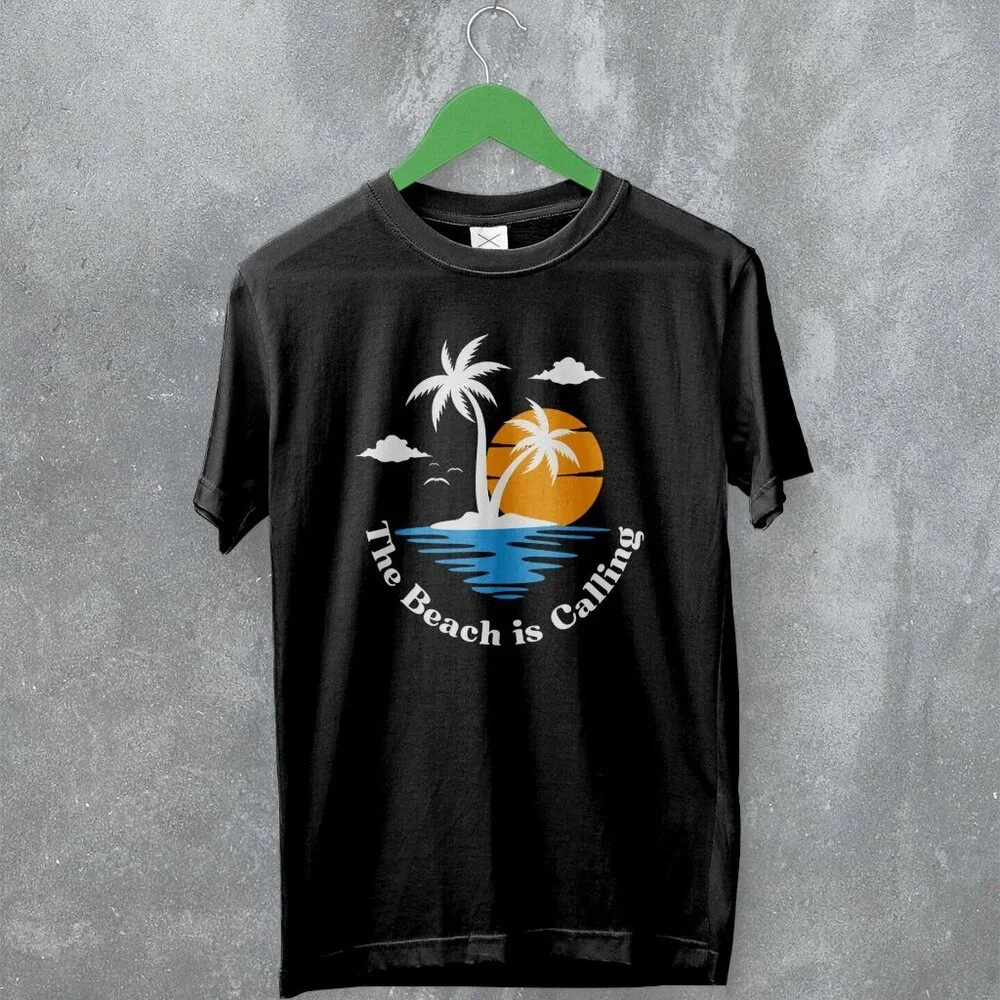 Beach The Beach Is Calling Y2K Summer Vacation Coastal Holiday T-Shirt 103 - Picture 1 of 5